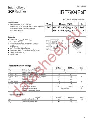 IRF7904PBF datasheet  